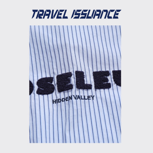 TRAVEL ISSUANCE 日系竪條紋設計感慵懶學院風寬鬆情侶長袖襯衫bf