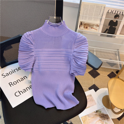 專櫃撤廻剪標法式高級感茶歇針織衫女夏新款獨特別致超好看上衣