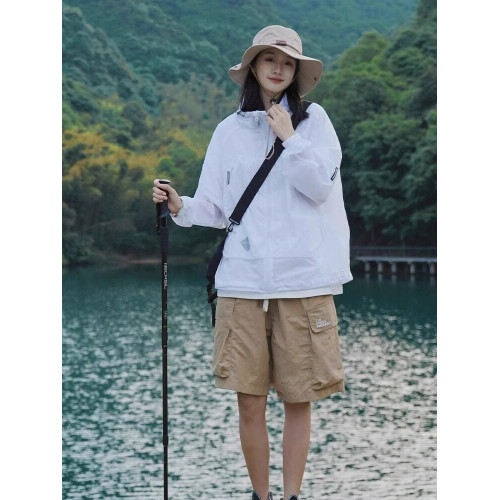 輕薄透氣防曬服女防紫外線UPF50+戶外休閒工裝連帽沖鋒衣外套男潮