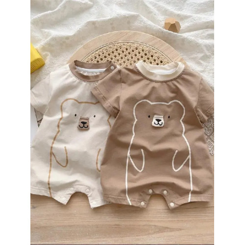 短袖可愛嬰幼兒超萌簡約連體衣男女寶寶肩釦哈衣新生兒夏季外出服