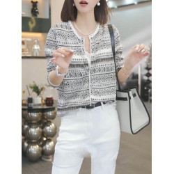 民族風復古花紋長袖防曬衣女2026新款夏季薄款透氣寬鬆針織開衫女