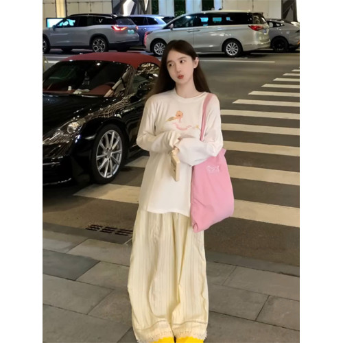 韓系chic趣味圖案長袖防曬衣罩衫女夏季松弛感寬鬆休閒百搭上衣潮