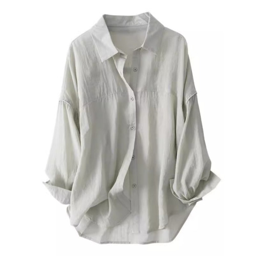 胖mm特大碼300斤輕奢天絲長袖防曬襯衫女春夏透氣防曬服秋季襯衣