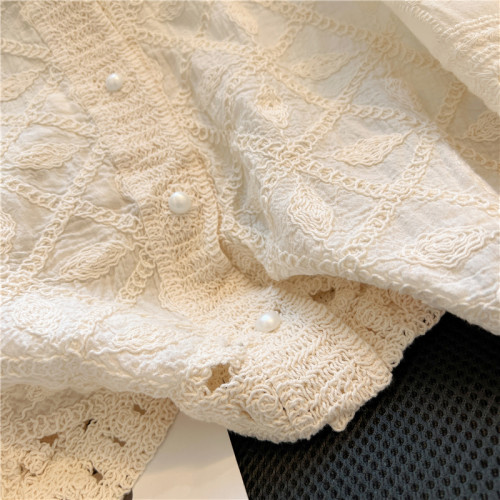 大牌買手店！提花拼接鏤空蕾絲襯衫女2025春夏新款刺綉溫柔風上衣