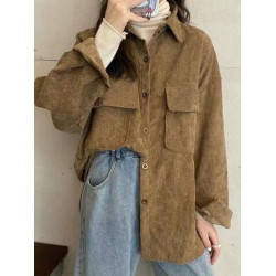 燈芯絨襯衫女秋冬寬鬆外穿百搭厚款襯衣外套女春秋小衆長袖上衣