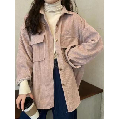 燈芯絨襯衫女秋冬寬鬆外穿百搭厚款襯衣外套女春秋小衆長袖上衣