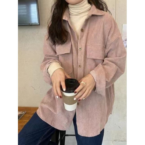 燈芯絨襯衫女秋冬寬鬆外穿百搭厚款襯衣外套女春秋小衆長袖上衣