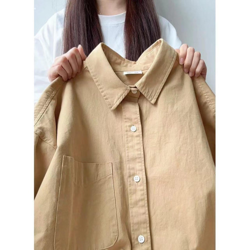 早春純棉顯白藍色襯衫女2025春裝新款曡穿內搭長袖襯衣上衣薄外套