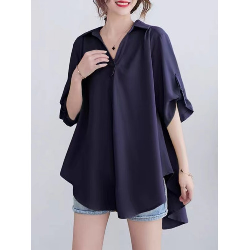 大碼短袖襯衫女2025新款夏裝寬鬆胖mm休閒氣質遮肉顯瘦雪紡衫上衣