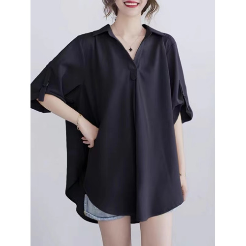 大碼短袖襯衫女2025新款夏裝寬鬆胖mm休閒氣質遮肉顯瘦雪紡衫上衣