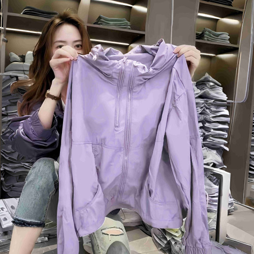 2025夏新款慵懶風設計感純色大碼寬鬆防曬沖鋒衣開衫防曬上衣外套