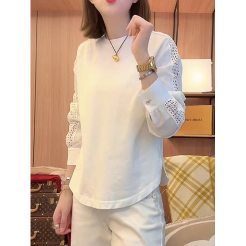 2025春夏新款爆款寬鬆時尚洋氣瘦花邊袖T恤拼接袖口減齡休閒上衣