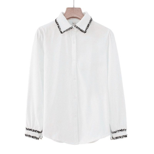 早春裝2024年新款時尚白色雪紡襯衫女長袖設計感小衆上衣復古港味