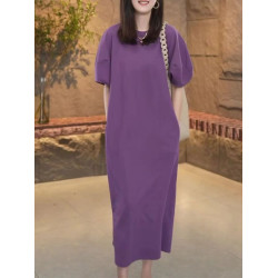 清倉撿漏~專櫃大碼休閒連衣裙女夏新款寬鬆顯瘦減齡遮肚長款裙子