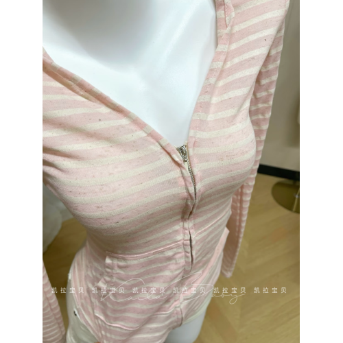 2025新款草莓奶油條紋粉薄款長袖外套女早秋設計感顯瘦小衆上衣