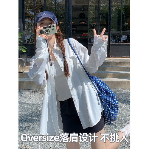 2025新款夏季抗皺防曬衣女士防紫外線透氣戶外寬鬆防曬襯衫中長款