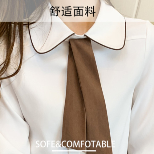 蝴蝶結襯衫女設計感小衆2026年春秋新款復古寬鬆撞色領帶長袖上衣
