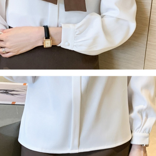 蝴蝶結襯衫女設計感小衆2026年春秋新款復古寬鬆撞色領帶長袖上衣