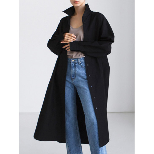 長款大碼純色襯衫女韓版寬鬆過膝直筒防曬襯衣夏季新款休閒薄外套