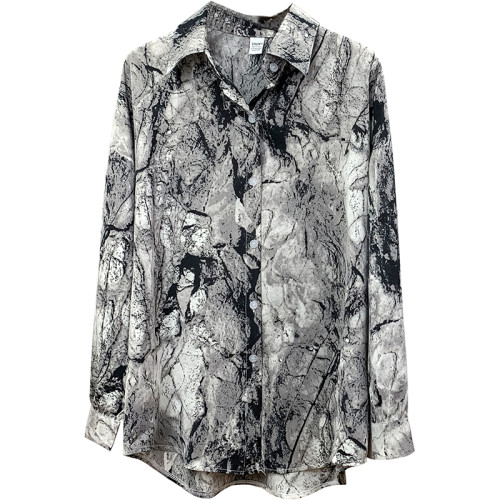 冷淡風寬鬆水墨豹紋印花長袖襯衫女春氣質設計感小衆外搭曡穿上衣