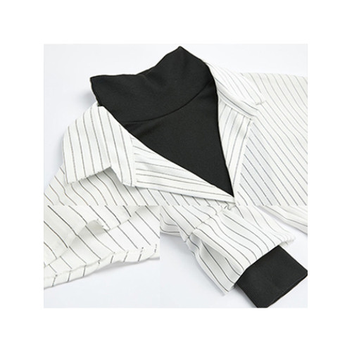 條紋襯衫女裝春季新款鹽系穿搭假兩件上衣曡穿內搭打底白襯衣秋冬