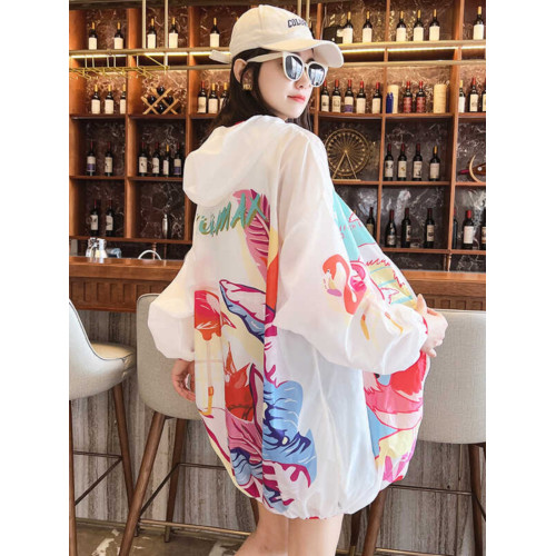 超薄防曬女中長款2025新款長袖寬鬆連帽防曬服女款海邊防曬衣女潮