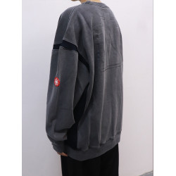 LIFE CAVEMPT 500克新款植物蠟染拼接空氣成網布百搭圓領衛衣男女