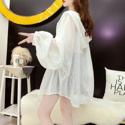 超仙防曬衣服外套女2025夏連帽薄款透氣雪紡襯衣寬鬆網紅罩衫上衣