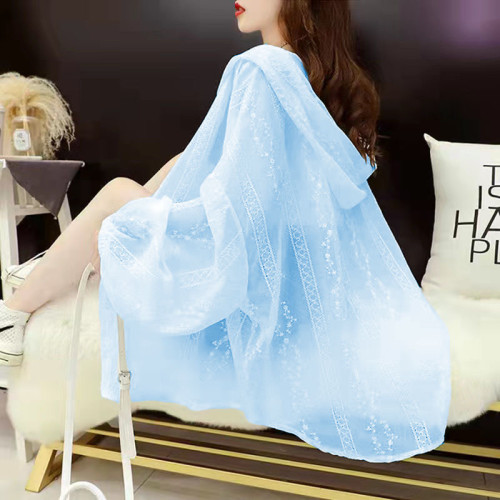 超仙防曬衣服外套女2025夏連帽薄款透氣雪紡襯衣寬鬆網紅罩衫上衣