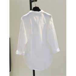 出口意大利原單撤櫃餘單2025白色純棉薄款襯衫女韓範上衣