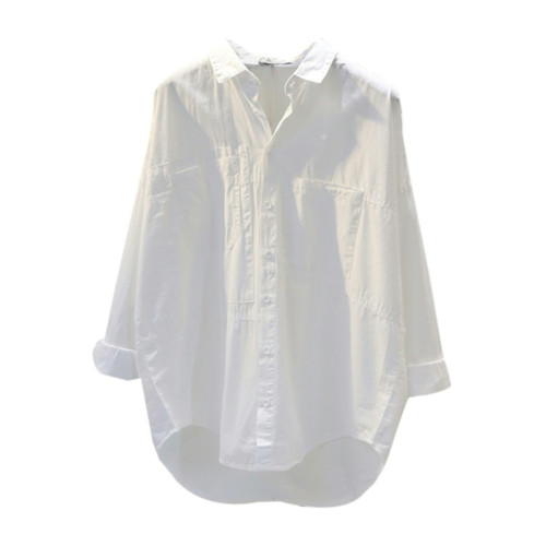 出口意大利原單撤櫃餘單2025白色純棉薄款襯衫女韓範上衣