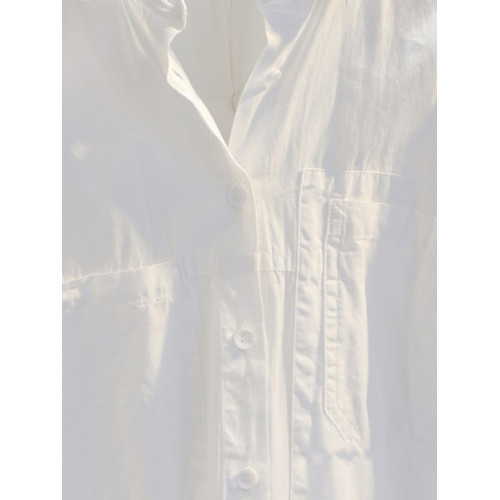 出口意大利原單撤櫃餘單2025白色純棉薄款襯衫女韓範上衣