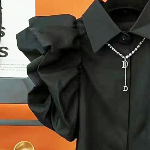 2026歐洲站春季新款高級設計感時尚百搭拼接寬鬆顯瘦襯衫打底上衣