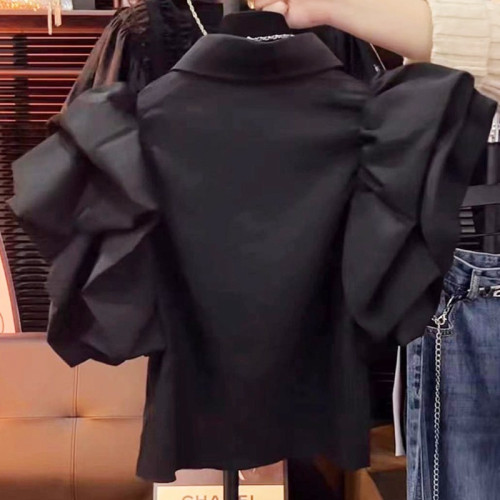 2026歐洲站春季新款高級設計感時尚百搭拼接寬鬆顯瘦襯衫打底上衣