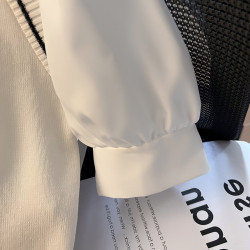 專櫃商場撤廻國際大牌剪標學院風假兩件襯衫短袖女夏短款針織上衣