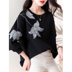 九月陌墨衛衣女秋2023新款歐貨寬鬆大碼氣質顯瘦設計感減齡長袖上