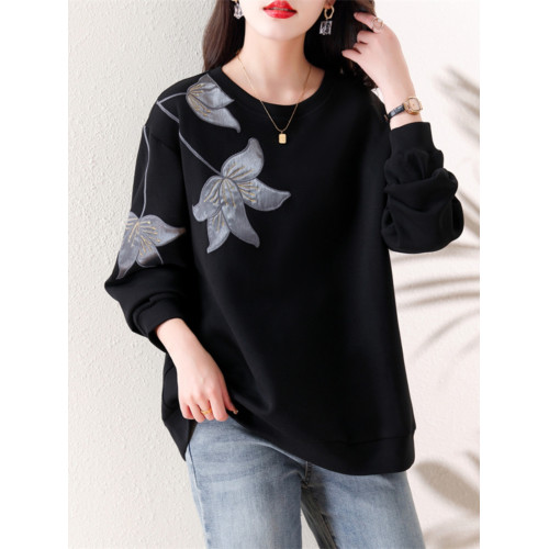 九月陌墨衛衣女秋2023新款歐貨寬鬆大碼氣質顯瘦設計感減齡長袖上