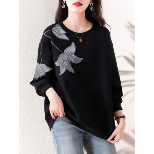 九月陌墨衛衣女秋2023新款歐貨寬鬆大碼氣質顯瘦設計感減齡長袖上