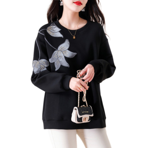 九月陌墨衛衣女秋2023新款歐貨寬鬆大碼氣質顯瘦設計感減齡長袖上