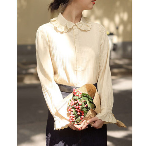 法式復古長袖上衣設計感小衆春秋外搭坎肩曡穿襯衫馬甲兩件套裝女