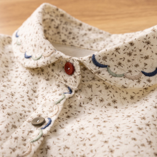 文藝小清新碎花印花磨毛長袖襯衫秋冬新款日系學院風寬鬆曡穿上衣