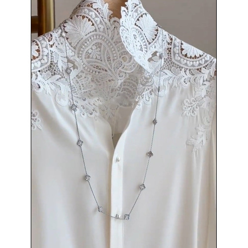 氣質休閒蕾絲立領白色襯衫2025新款優雅寬鬆洋氣顯瘦襯衣時髦上衣