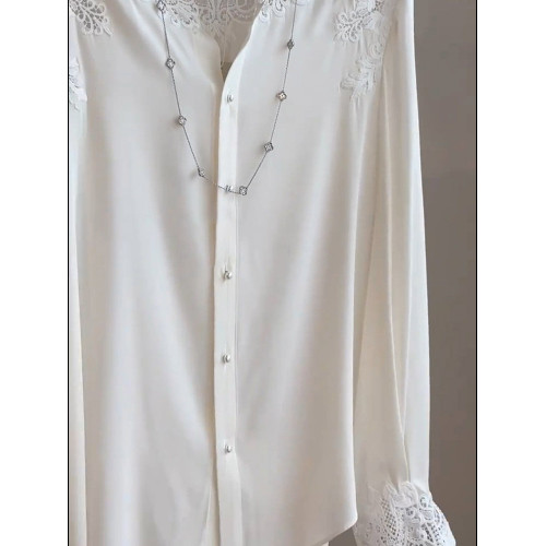 氣質休閒蕾絲立領白色襯衫2025新款優雅寬鬆洋氣顯瘦襯衣時髦上衣