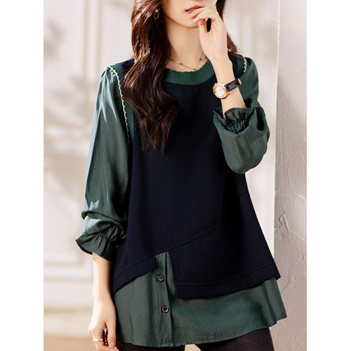 假兩件普甯襯衫上衣女小衫2026新款媽媽春裝歐貨爆款洋氣時尚大碼