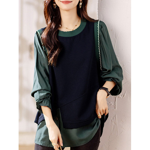 假兩件普甯襯衫上衣女小衫2026新款媽媽春裝歐貨爆款洋氣時尚大碼