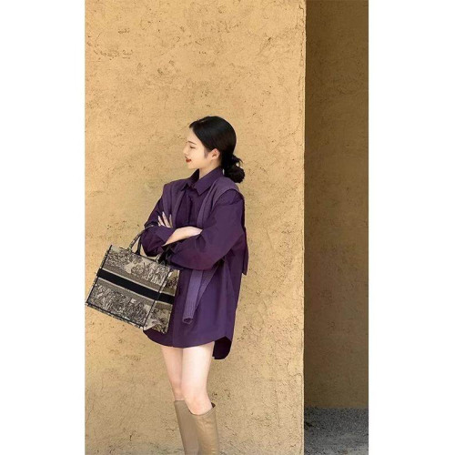 藏藍襯衫外套女慵懶chic韓版春裝寬鬆小衆襯衣廓形設計感休閒上衣