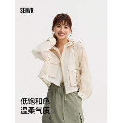 森馬外套女短款防曬衣松弛感時尚夏季連帽涼感防曬質感夾克氣質