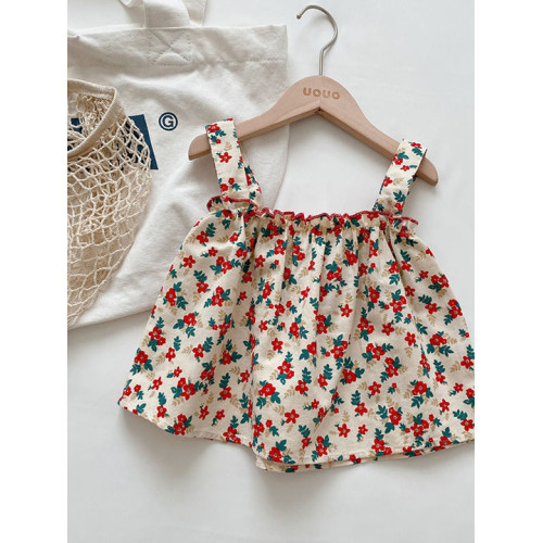 女寶寶碎花吊帶套裝2025夏季新款兒1童百搭上衣女3童韓版兩件套潮