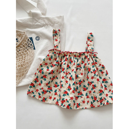 女寶寶碎花吊帶套裝2025夏季新款兒1童百搭上衣女3童韓版兩件套潮