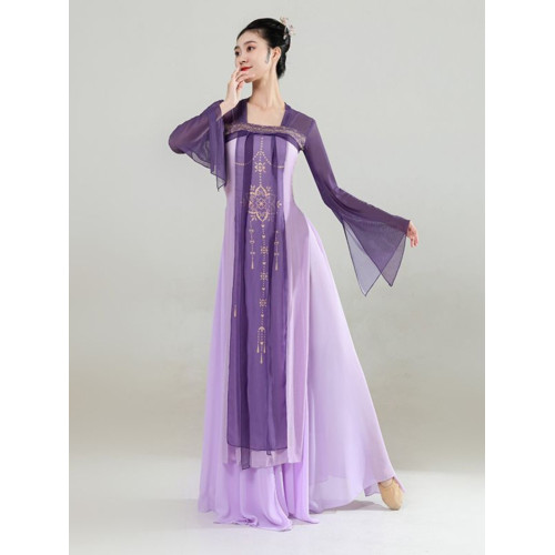 古典舞服女飄逸仙氣連衣裙演出服套裝舞民族舞身韻紗衣練功服